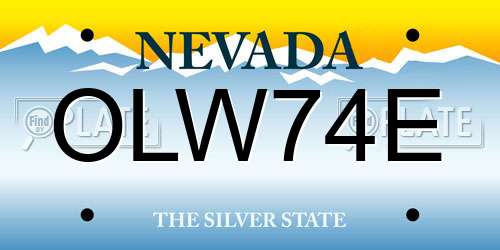OLW74E Nevada License Plate