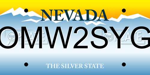 OMW2SYG Nevada License Plate