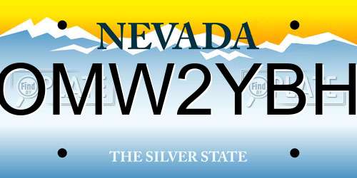 OMW2YBH Nevada License Plate