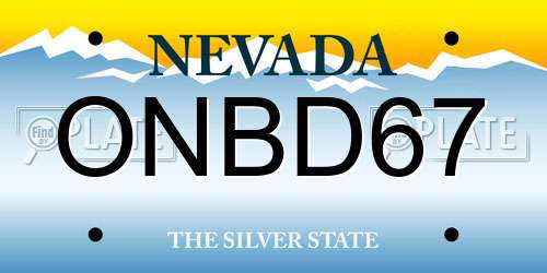ONBD67 Nevada License Plate