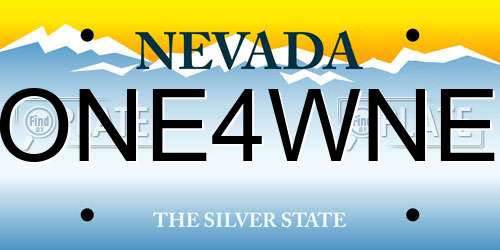 ONE4WNE Nevada License Plate