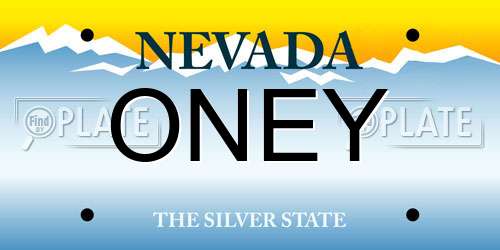 ONEY Nevada License Plate