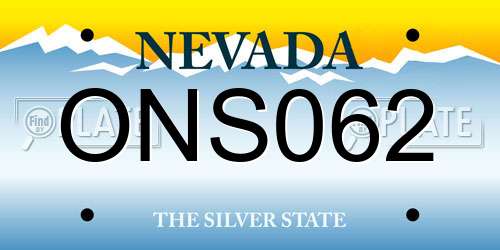 ONS062 Nevada License Plate