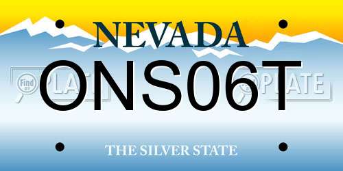 ONS06T Nevada License Plate