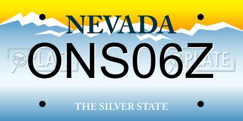 ONS06Z Nevada License Plate