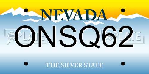 ONSQ62 Nevada License Plate
