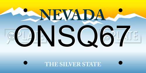 ONSQ67 Nevada License Plate