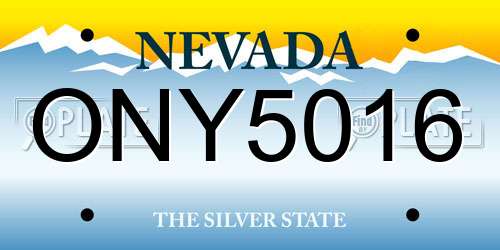 ONY5016 Nevada License Plate