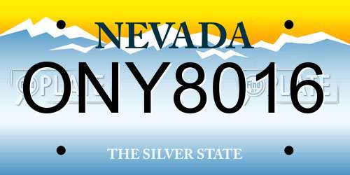 ONY8016 Nevada License Plate