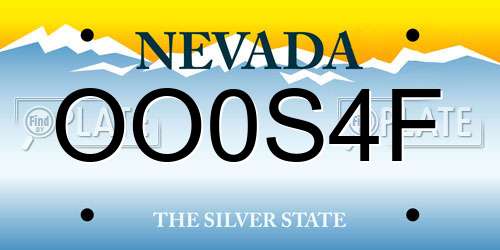 OO0S4F Nevada License Plate