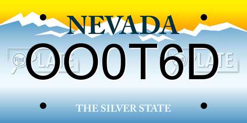 OO0T6D Nevada License Plate