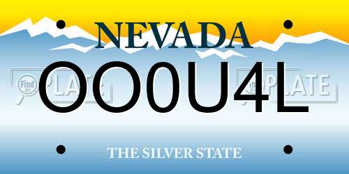 OO0U4L Nevada License Plate
