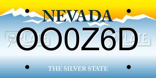 OO0Z6D Nevada License Plate