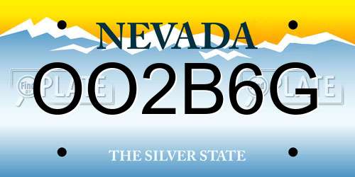 OO2B6G Nevada License Plate
