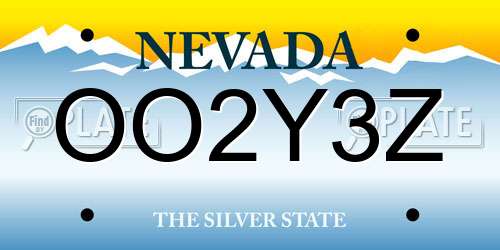 OO2Y3Z Nevada License Plate