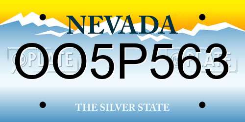 OO5P563 Nevada License Plate
