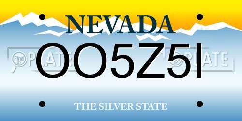 OO5Z5I Nevada License Plate