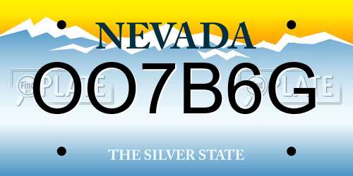 OO7B6G Nevada License Plate