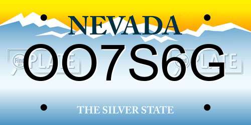 OO7S6G Nevada License Plate