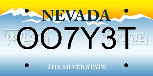 OO7Y3T Nevada License Plate