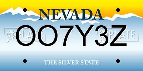 OO7Y3Z Nevada License Plate