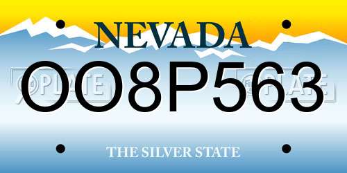 OO8P563 Nevada License Plate