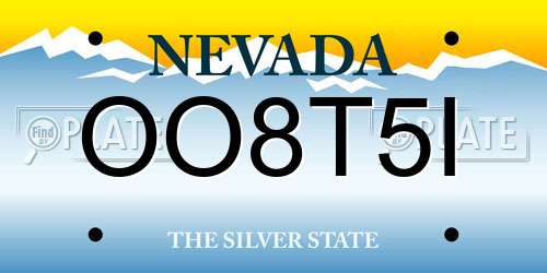 OO8T5I Nevada License Plate