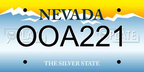 OOA221 Nevada License Plate