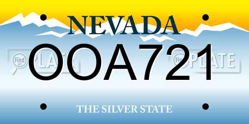 OOA721 Nevada License Plate