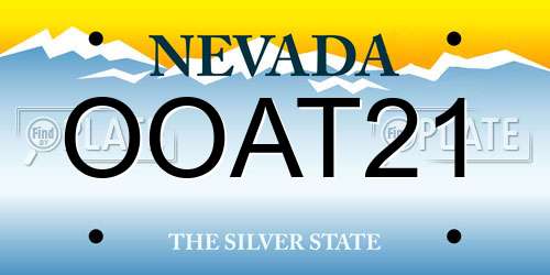 OOAT21 Nevada License Plate