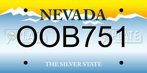 OOB751 Nevada License Plate