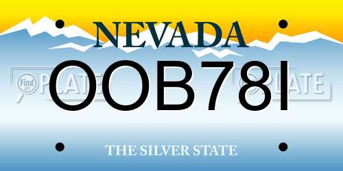 OOB78I Nevada License Plate