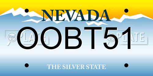 OOBT51 Nevada License Plate