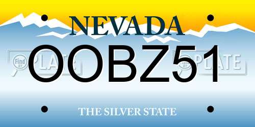 OOBZ51 Nevada License Plate