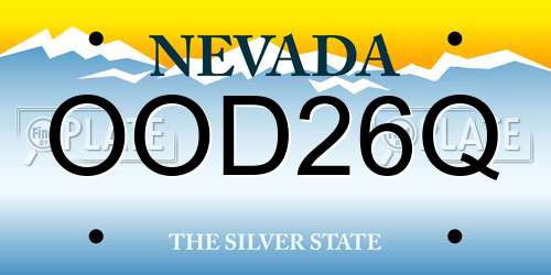 OOD26Q Nevada License Plate