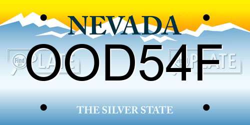 OOD54F Nevada License Plate