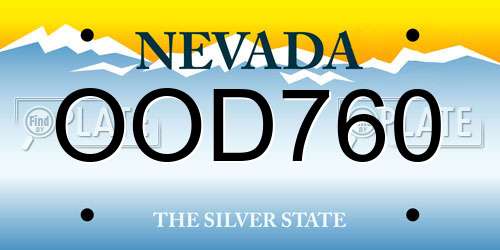 OOD760 Nevada License Plate