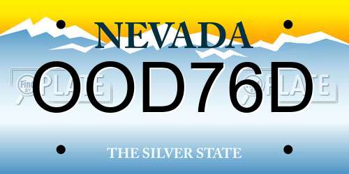 OOD76D Nevada License Plate