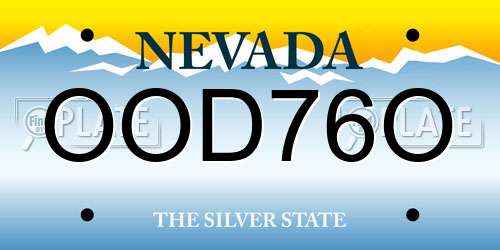 OOD76O Nevada License Plate
