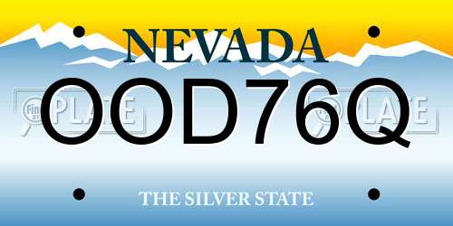 OOD76Q Nevada License Plate