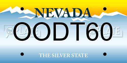 OODT60 Nevada License Plate