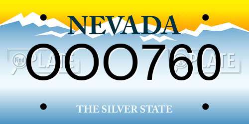 OOO760 Nevada License Plate