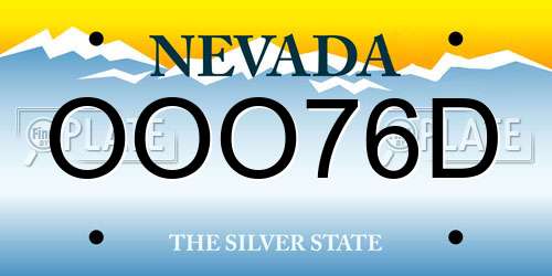 OOO76D Nevada License Plate