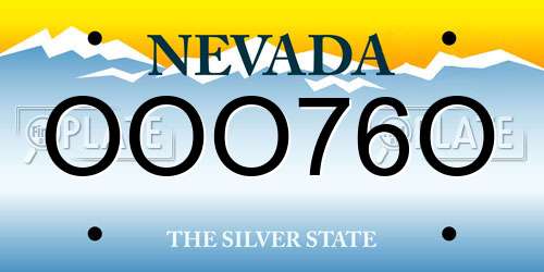 OOO76O Nevada License Plate