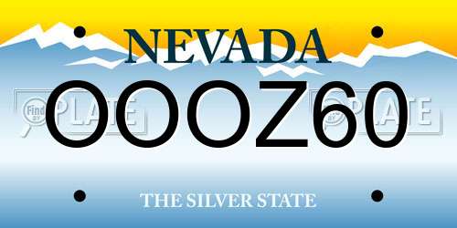 OOOZ60 Nevada License Plate