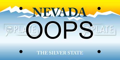 OOPS Nevada License Plate