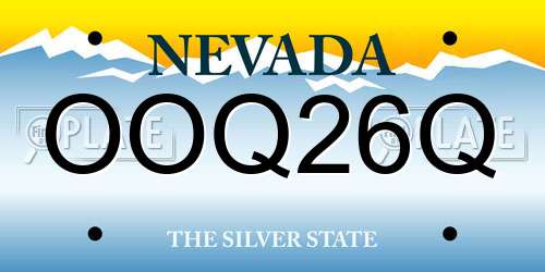 OOQ26Q Nevada License Plate