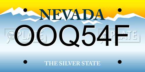 OOQ54F Nevada License Plate