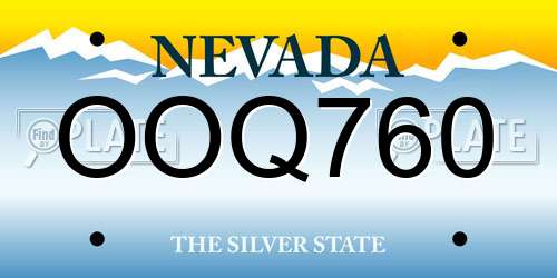 OOQ760 Nevada License Plate