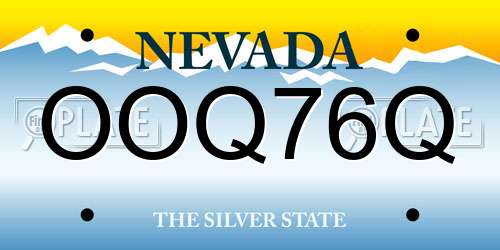 OOQ76Q Nevada License Plate